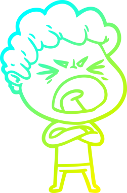 Bir insan tarafından çizilmiş öfkeli bir çizgi film karakteri.