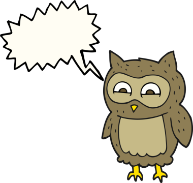 Bir insan tarafından çizilmiş serbest konuşma balonu karikatürü baykuşu