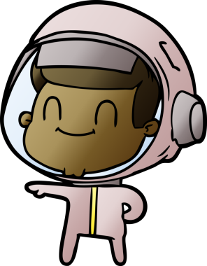 Bir insan tarafından çizilmiş mutlu astronot.