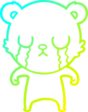 Bir insan tarafından çizilmiş ağlayan çizgi film ayısının soğuk gradyan çizgisi.