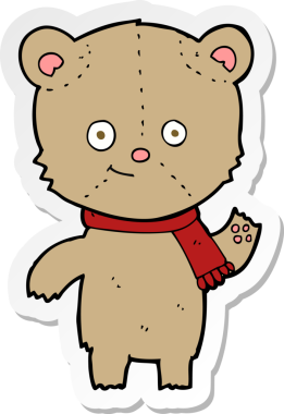 Bir insan tarafından çizilmiş oyuncak ayının çıkartması.