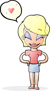 Bir insan tarafından çizilmiş aşık bir karikatür kadını.