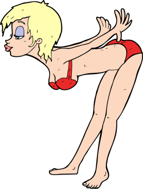 Bir insan tarafından çizilmiş bikinili kız.