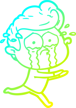 Bir insan tarafından çizilmiş ağlayan bir çizgi film karakteri.