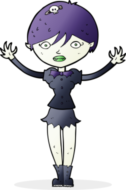 Bir insan tarafından çizilmiş vampir kız çizgi filmi.