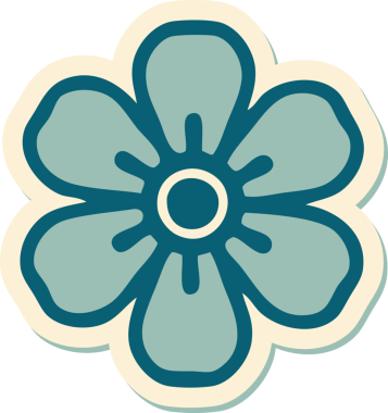 Bir insan tarafından çizilmiş geleneksel bir çiçek stiliyle dövme çıkartması.