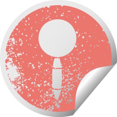 Bir insan tarafından çizilmiş bir büyüteç sembolünün çizilmiş dairesel soyma etiketi.