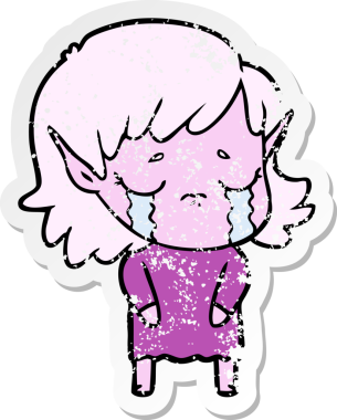 Bir insan tarafından çizilmiş, ağlayan bir elf kızı.