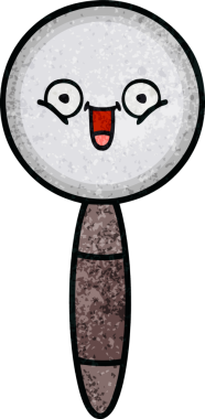 Bir insan tarafından çizilmiş bir büyüteçin retro grunge desen karikatürü