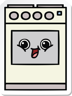 Bir insan tarafından çizilmiş şirin bir mutfak fırınının çıkartması.