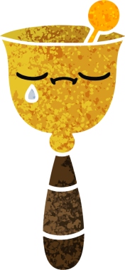 Bir insan tarafından çizilmiş okul çanının retro çizim stili karikatürü