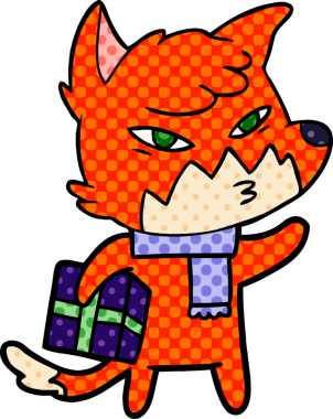 Bir insan tarafından çizilmiş akıllı çizgi film tilkisi.