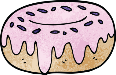 Bir insan tarafından çizilmiş karikatür çörekleri.