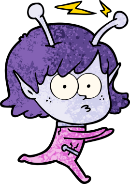 Bir insan tarafından çizilmiş uzaylı kız.