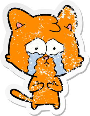 Bir insan tarafından çizilmiş, ağlayan bir kedi çıkartması.