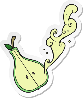 Bir insan tarafından çizilmiş yarım armut karikatürü.