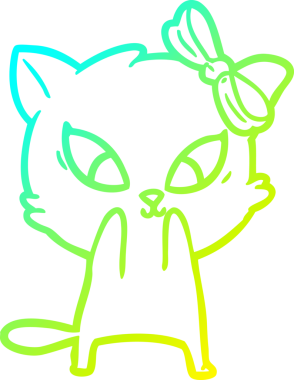 Bir insan tarafından çizilen çizgi film kedisinin soğuk gradyan çizgisi.