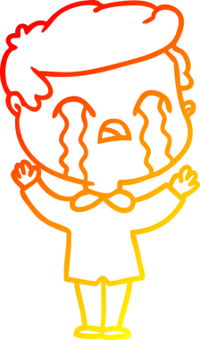 Bir insan tarafından çizilmiş ağlayan bir çizgi film karakteri çizimi.