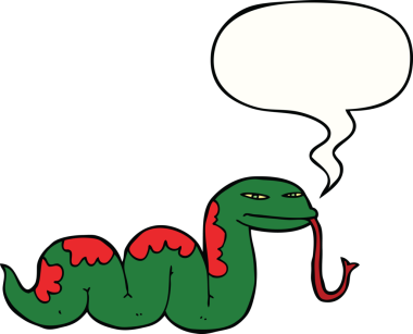 Bir insan tarafından çizilmiş konuşma balonlu sürüngen yılan.