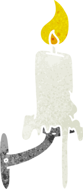 El çizimi retro karikatür bir insan tarafından çizilmiş mum çubuğu.