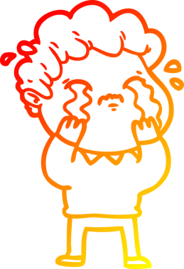 Bir insan tarafından çizilmiş ağlayan bir çizgi film karakteri çizimi.