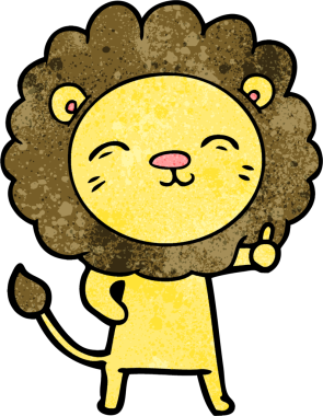 Bir insan tarafından çizilmiş çizgi film aslanı.