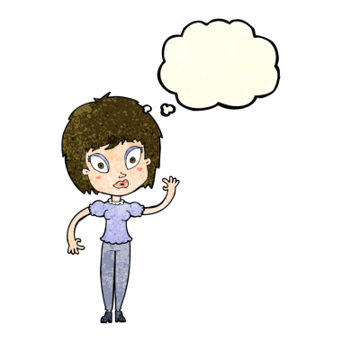 Bir insan tarafından çizilmiş düşünce balonlu güzel kız.