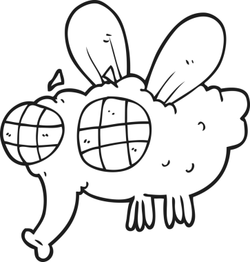 Bir insan tarafından çizilmiş serbest çizim siyah beyaz çizgi film sineği