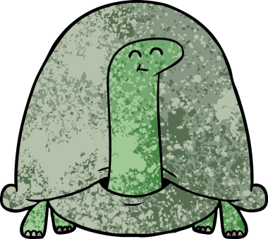 Bir insan tarafından çizilmiş karikatür kaplumbağası.