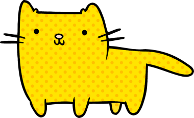 Bir insan tarafından çizilmiş çizgi film kedisi.