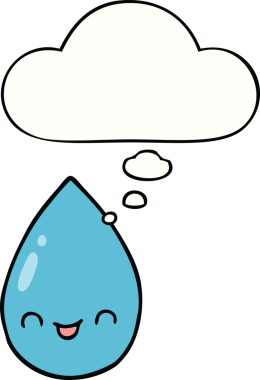 Bir insan tarafından çizilmiş düşünce baloncuklu tatlı yağmur damlası.