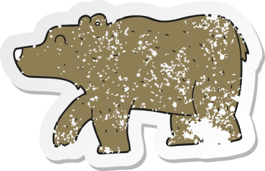 Bir insan tarafından çizilmiş karikatür ayısının gerilmiş çıkartması.