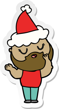 Bir insan tarafından çizilmiş Noel Baba şapkası takan sakallı bir adamın el yazısı.