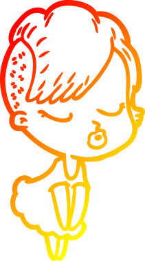 Bir insan tarafından çizilmiş güzel hippi bir çizgi film çizimi.