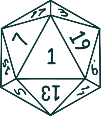 Retro Dövme Biçimi Doğal 1D20 zar bir insan tarafından çizildi