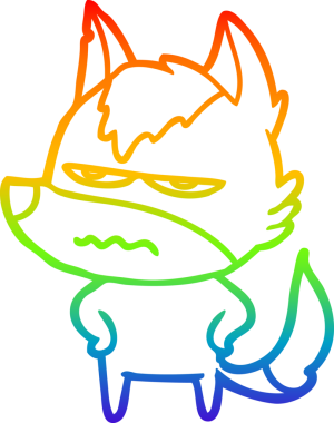 Gökkuşağı gradyan çizgi çizimi Bir insan tarafından çizilmiş rahatsız kurt