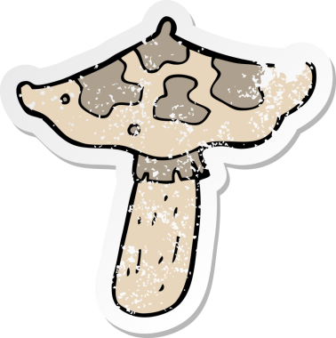 Bir insan tarafından çizilmiş bir mantar desenli karikatür yapıştırması.