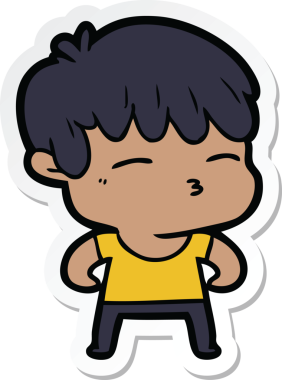 Bir insan tarafından çizilmiş meraklı bir çocuğun çıkartması.