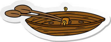 Bir insan tarafından çizilmiş ahşap bir teknenin el çizimi karikatürü.