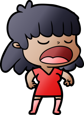 Çizgi filmdeki kadın bir insan tarafından yüksek sesle çizilmiş.