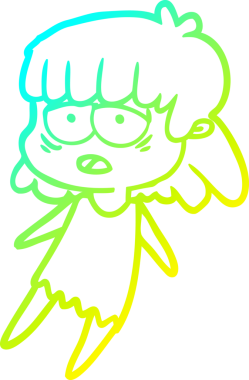 Bir insan tarafından çizilmiş, karikatür çizen yorgun bir kadın.