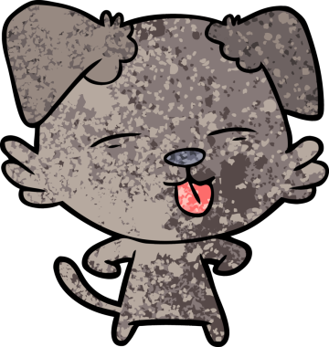 Bir insan tarafından çizilmiş bir çizgi film köpeği.