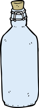 Bir insan tarafından çizilmiş geleneksel çizgi film şişesi.