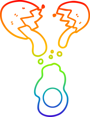 Bir insan tarafından çizilmiş taze kırık bir yumurtanın çizimi.