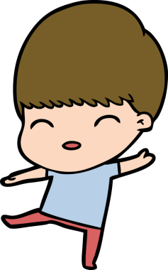 Bir insan tarafından çizilmiş mutlu çizgi film çocuğu.