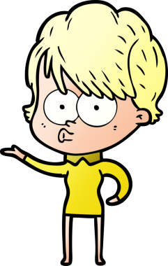 Bir insan tarafından çizilmiş karikatür kadın.