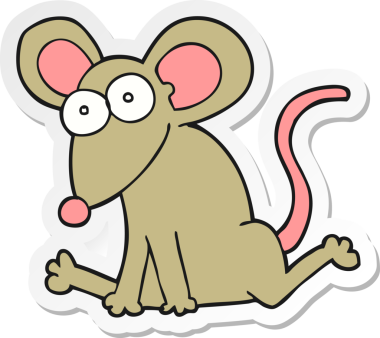 Bir insan tarafından çizilmiş çizgi film faresinin çıkartması.