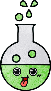 Bir insan tarafından çizilmiş bir test tüpünün retro grunge desen karikatürü