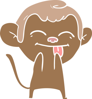 Bir insan tarafından çizilmiş komik düz renkli çizgi film maymunu