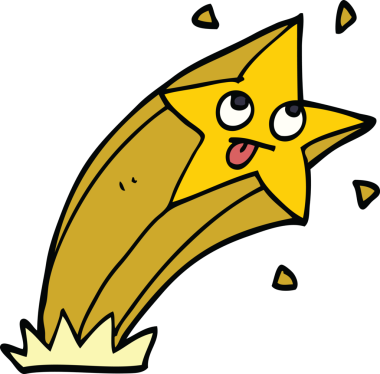 Bir insan tarafından çizilmiş çizgi film yıldızı.